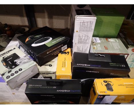 Mixed electrical items, including cassette players, CD players, radios, Bluetooth speakers, Bluetooth headphones etc. Not ava