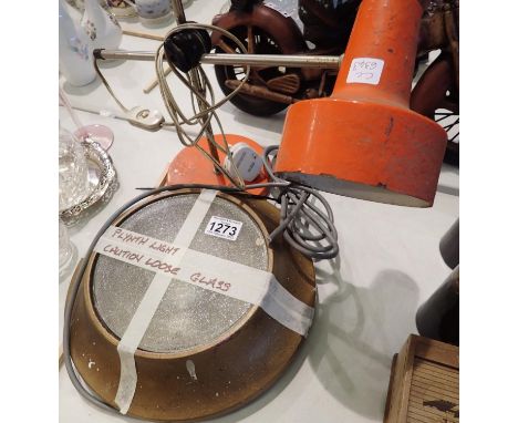 1950s plynth light by R.E.A.L and a retro adjustable lamp. Not available for in-house P&P, contact Paul O'Hea at Mailboxes on