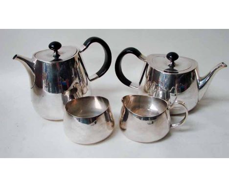 An Elkington Pride silver plated four-piece tea service designed by David Mellor, number 53722 stamped to underside, small bu