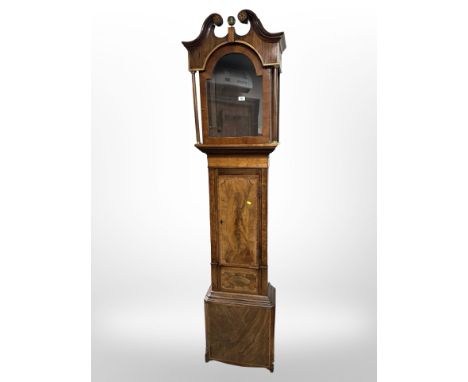 An early-19th century mahogany and satinwood-inlaid longcase clock case, height 225cm.
