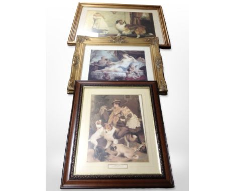 A framed print after Charles Burton Barber and two other prints. (3)