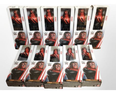 11 Mattel WWE Kane figurines, boxed.