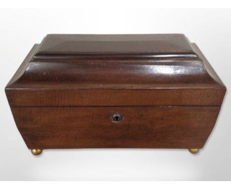 A reproduction mahogany tea caddy, width 38cm.