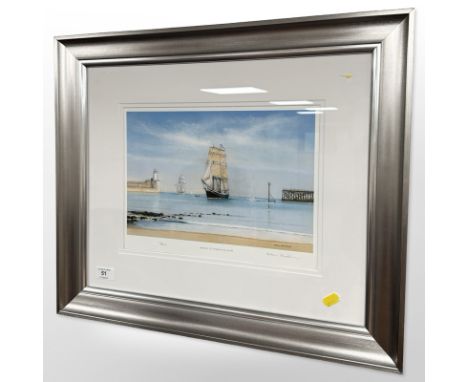 After Edwin Blackburn : Arrival of Morgenster at Blyth, limited edition colour print No. 4/200, 34cm x 25cm.
