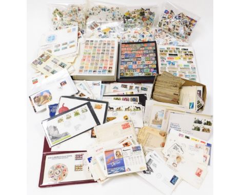 Various World Stamps, in albums and loose, to include Malaysia, Jamaica, a Birmingham Mint European Elections Medallic first 