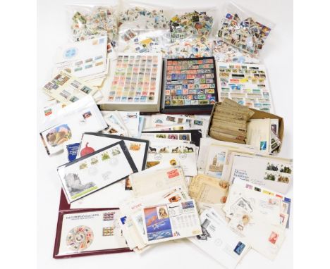 Various World Stamps, in albums and loose, to include Malaysia, Jamaica, a Birmingham Mint European Elections Medallic first 