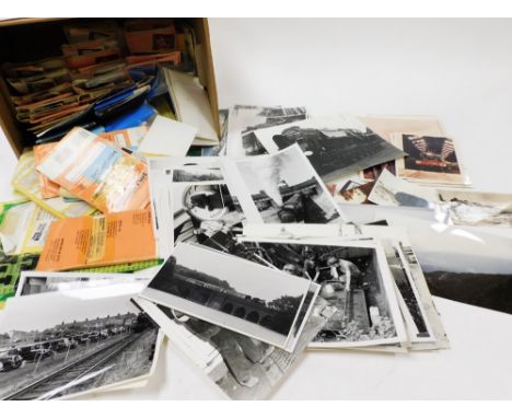 Photographs, chiefly railway related, including steam and diesel locomotives, negatives, together with photographs of vintage