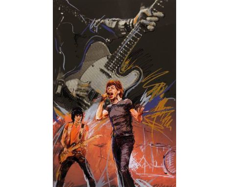 After Ronnie Wood (b. 1947). Weaving; limited edition digital screen print 235/295, signed, printed by Pratt Studios and publ