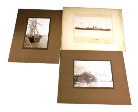 A vintage photograph of the P&amp;O Steam Yacht Vectis, 15cm x 25cm, photograph of a wrecked sailing vessel on the dockside, 