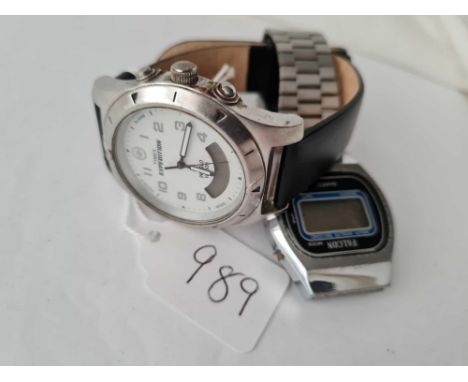 Two gents wrist watches, Timex 'Expedition' with seconds sweep and a Falcon digital watch