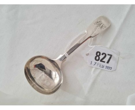 Georgian Newcastle silver fiddle pattern caddy spoon. 1817 by IW