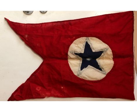 Vintage stitched Blue Star Line ship pennant / house flag with rope and toggle