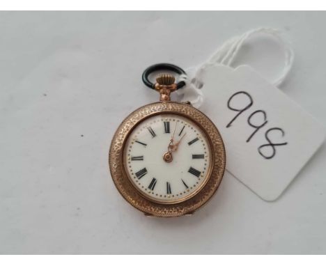 Ladies gold and enamel fob watch