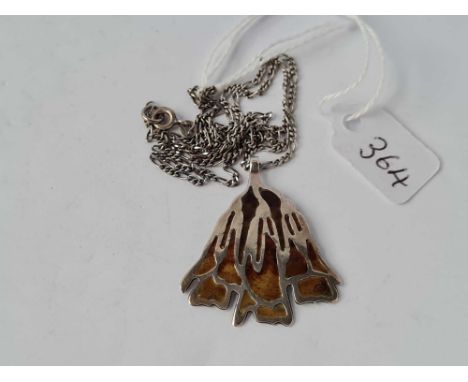 Norman Grant – silver and enamel flower necklace 5.4g inc