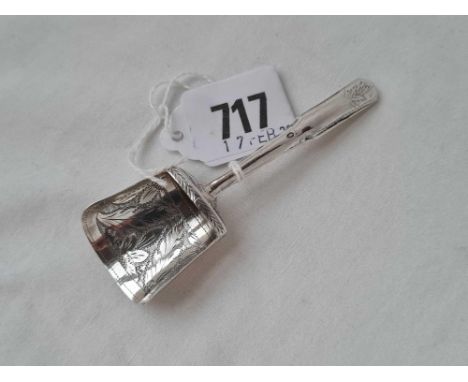 A Georgian caddy spoon with engraved scoop shaped bowl, B'ham 1826 by Linwood &amp; Co