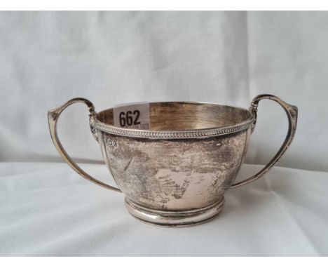 A two handled sugar basin on rim foot 6 inches over handles B'ham 1931 by D&amp;F - 175 gms