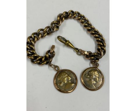 Vintage pocket watch chain &amp; possibly gold mounted fobs 