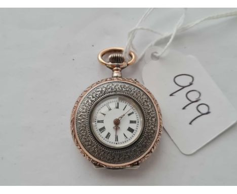 Attractive ladies silver and enamel fob watch W/O