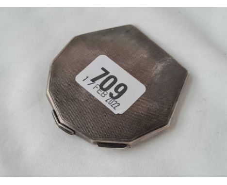 A shaped compact with mirrored interior, 2 3/4" wide, B'ham 1939