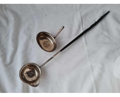 A Georgian toddy ladle inset with coin and another with no handle 