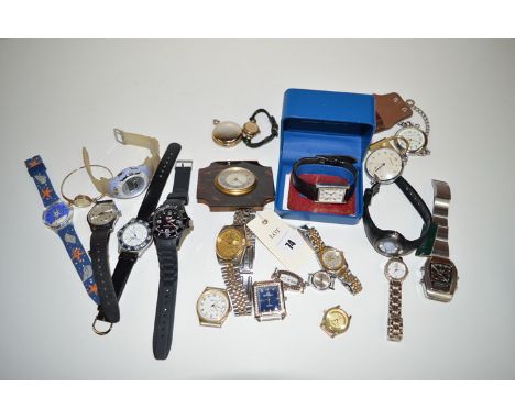 A silver cased Rotary wristwatch, Elite, in original box; together with other costume watches; a faux tortoiseshell dressing 