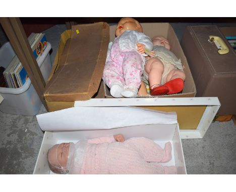 Three boxes of vintage dolls; and a modern boxed doll.