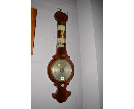 A Victorian banjo pattern barometer and thermometer, by F. Robson, Newcastle upon Tyne.