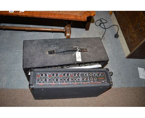 A WEM monitor reverb, two channel mixing amplifier; and a McGregor V5 Mosfet Five Channel Mixer.    (2)
