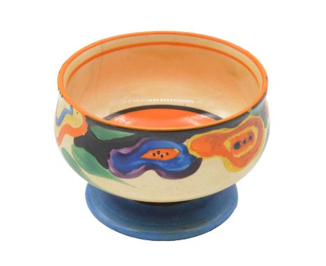Clarice Cliff, 'Garland' pattern sugar bowl, Fantasque mark and Lawelys retailers mark, 5.5cm, hairline.