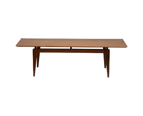 1970’s teak coffee table, rectangular top, 160cm x 45cm; and a small Ercol drop-leaf table.Qty: 2