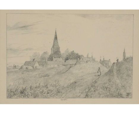 W E Cooke,Ragdale Hall &amp; Church,lithograph,23 x 34cm;another Hoby; together with a part album W E Cooke's Views in Leices