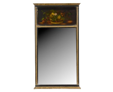 Pier glass, gilt gesso frame, reverse painted fruit panel above glass, width 87x49cm.Condition report:Frame is in good stable