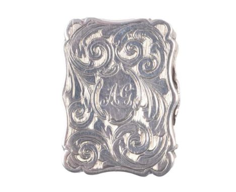 William IV silver vinaigrette, Nathaniel Mills, Birmingham 1830, oblong shape with serpentine outlines, bright-cut engraved s