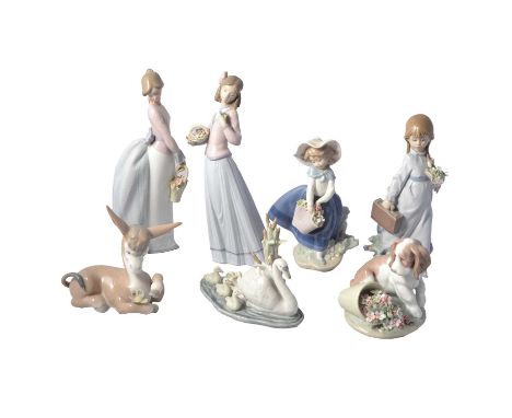 Collection of Lladro Collectors Society figures and other models, including Lladro Society plaque, figures, animals and other
