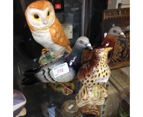 BESWICK OWL, TWO PIGEONS AND A THRUSH    C