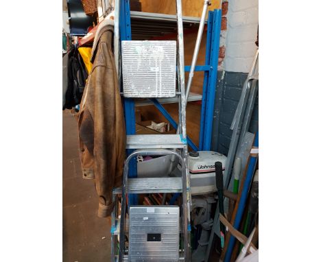 TWO SETS OF ALUMINIUM STEP LADDERS-SMALL AND LARGE
