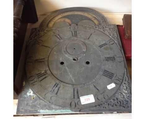 ARCHED BRASS LONGCASE CLOCK DIAL TITLED  WILLIAM HOLLIWELL LIVERPOOL