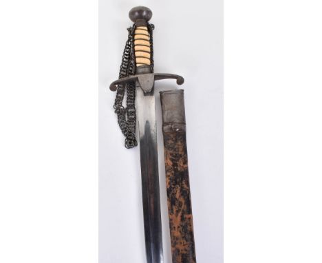 ^ Rare Scottish-Indian officer’s sword probably for cavalry use, early 19th century, slightly curved single edge blade cut wi