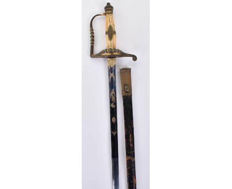 ^ Rare French officer’s sword spadroon in the English manner (à monture à l’anglais) c.1800 probably for a naval officer, fla