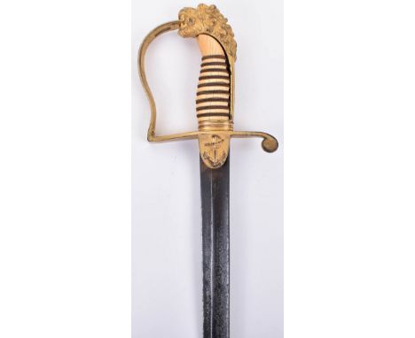 ^ Unusual naval officer’s sword for Flag officer, Captain or Commander, first quarter of the 19th century, straight pipe back