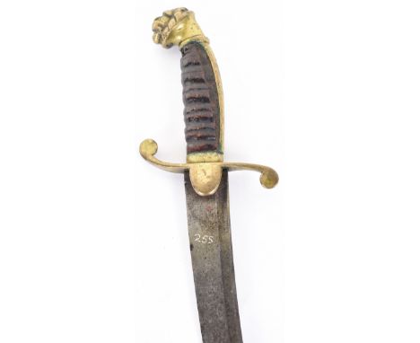 Georgian naval officer’s dirk c.1800, curved tapered single edge blade 18” with crowned broad arrow stamp, cut with a single 