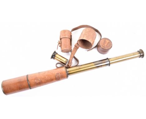 Leather covered 3 drawer telescope, 11” closed, etched TT&amp;H Ltd, 1917 No.17281 Tel. Sig (Mk IV) also G.S., with broad arr