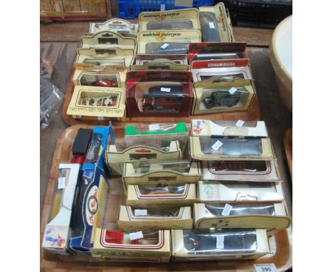 Two trays of Matchbox models of 'Yesteryear' and other promotional diecast model vehicles, mainly in original packaging. (2)(