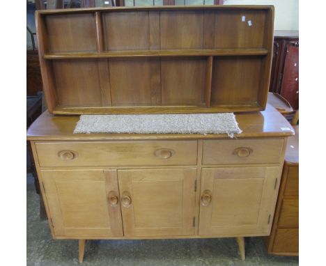 Ercol style elm sideboard, together with an Ercol style Delft rack. (2)(B.P. 24% incl. VAT)