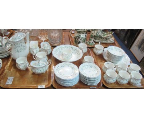 Three trays of Royal Albert bone china 'Caroline' teaware to include: teapot; lidded sucriers; cups and saucers; milk jug; pl