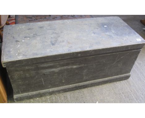 19th Century stained pine trunk with iron carrying handles.(B.P. 24% incl. VAT)