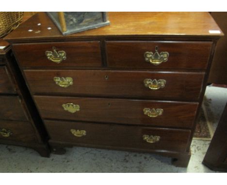 19th Century mahogany straight front of two short and three long drawers on bracket feet. (B.P. 24% incl. VAT)    CONDITION R