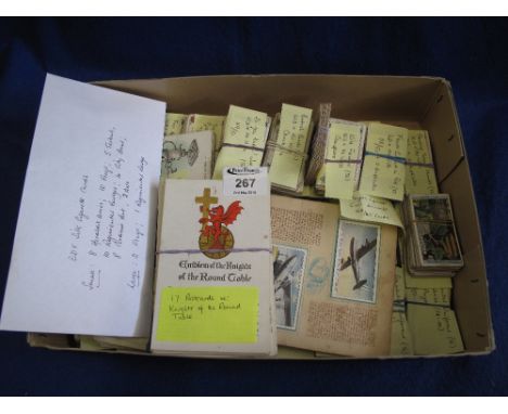 Box containing a large collection of assorted cigarette cards from W.D & H.O Wills, John Players, C.W.S, Wanac Churchmen, Ard