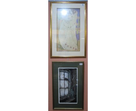 D&amp;J Vaughan, Art Nouveau style portrait of a woman, coloured print, framed and glazed, together with after David Condor, 