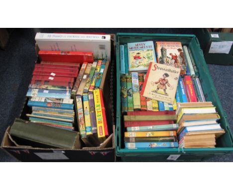 Large collection of Enid Blyton books, some with dust jackets, various editions and dates, two trays. Together with single vo